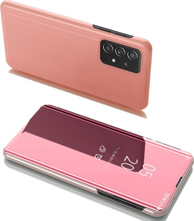 Mbështjellëse telefoni Clear View për Samsung Galaxy A53 5G, kapak flip, bëhet dhe si qëndrim, rozë