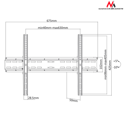 Mbajtëse për TV Maclean MC-749, 37"-70", VESA 600x400