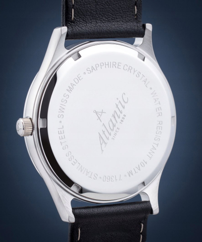 Orë burrash Atlantic Seahunter 71360.41.61, kuarc, 41mm, e zezë