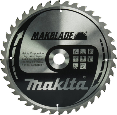 Disk sharrë rrethore Makita MAKBLADE B-32786, 305mm, prerje dru, argjendtë