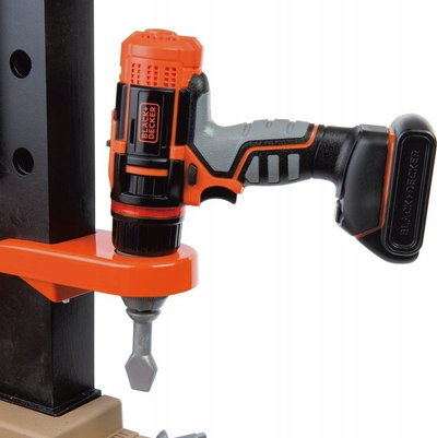 Tavolinë punëtorie lodër Smoby Black+Decker Bricolo Ultimate, me vegla, me tinguj, portokalli e zezë