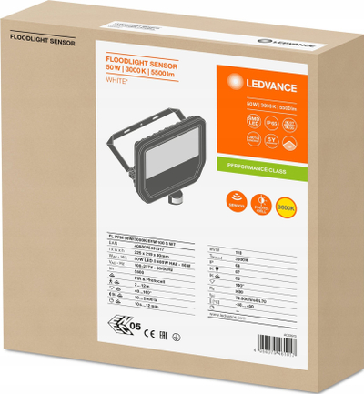 Reflektor LED Osram Ledvance, 50W, 3000K IP65 me sensor PIR, i bardhë