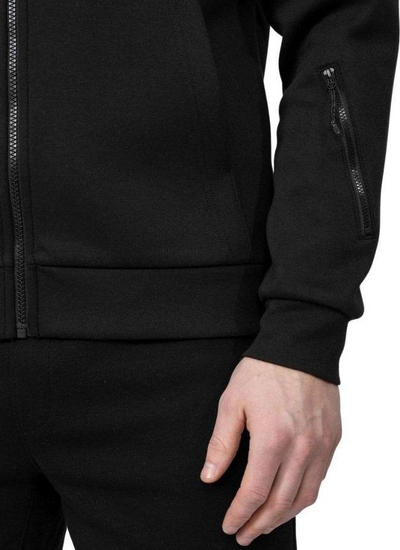 Bluza me kapuç për burra 4F M H4L22 BLM017, pambuk, me zinxhir, e zezë