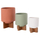 Set vazo dekorative TANTI HM4685, 3 copë, fiber cement, me bazë druri tik, shumëngjyrëshe