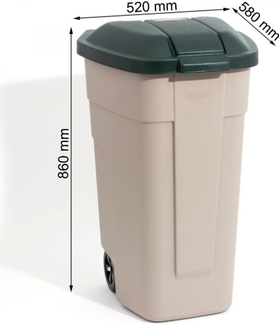 Канта за отпад универзална 110L, пластична, 88cm, сива