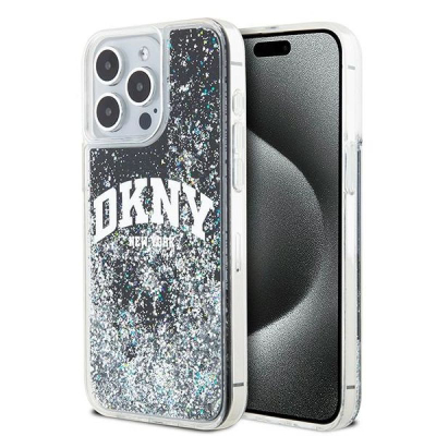 Kallëp telefoni DKNY Liquid Glitter, për iPhone 14 Pro Max, plastik, i zi me shkëlqim