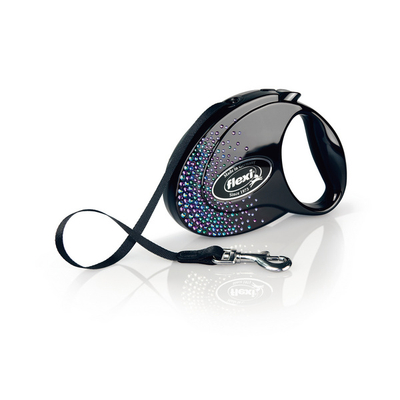 Rrip Flexi Glam Splash Mystic për qen, i zi, M, 5 m / 25 kg