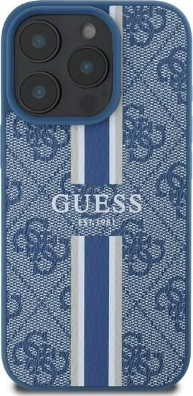 Mbulesë telefoni Guess 4G Stripe, MagSafe, për iPhone 16 Pro Max, blu