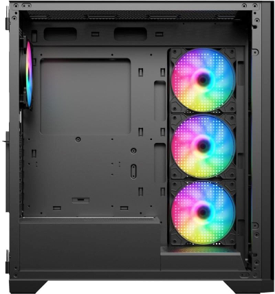 Kuti kompjuteri VeinX GL29AL-BK, Mid Tower ATX, xham i tejdukshëm, 4x 120mm ARGB, e zezë