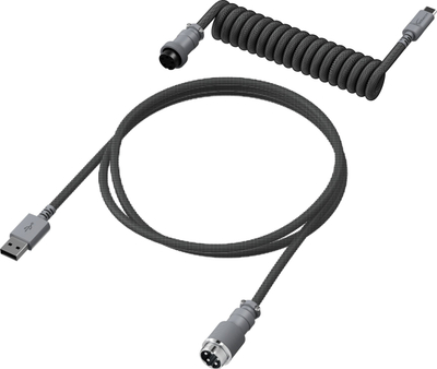 Kabllo spiral HyperX USB, USB C në USB A, me aviator 5 pin, gri