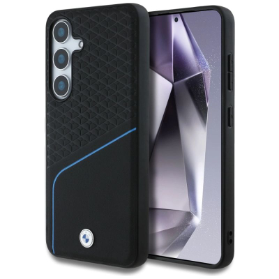 Kllëf telefoni BMW për Samsung Galaxy S25, lëkurë dhe TPU, i zi