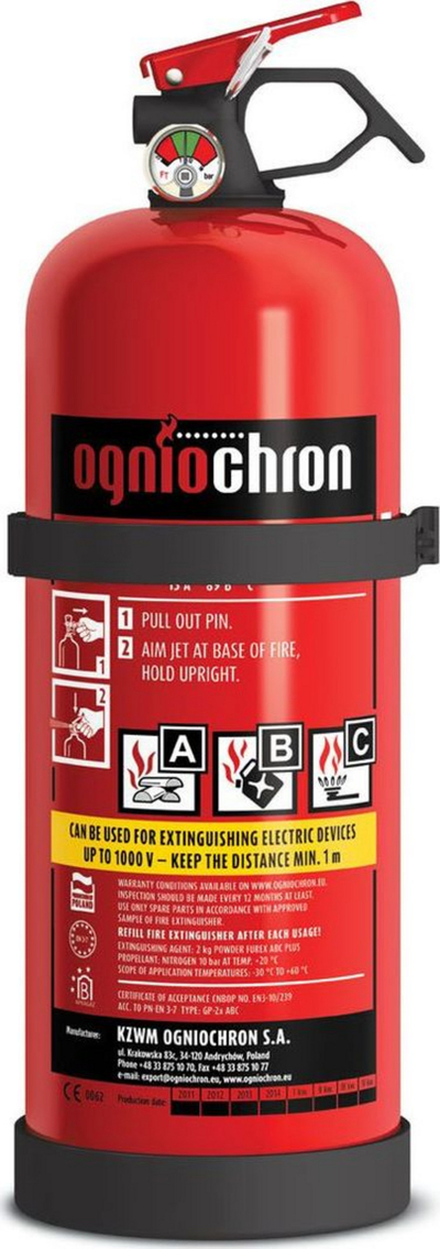 Апарат за гасење пожар со прав Ogniochron ABC, 2kg, црвен