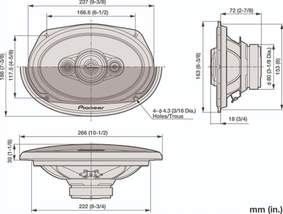 Звучници за автомобил Pioneer TS-A6961F, 6x9\", 4‑насочни, црни
