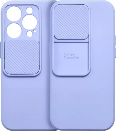 Mbrojtëse telefoni për iPhone 13 Pro, silikon TPU, kapak rrëshqitës kamere, vjollcë