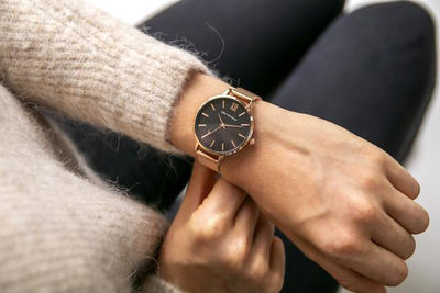 Orë dore Emily Westwood Callum Brae Rose Gold Mesh Watch ECG-3214