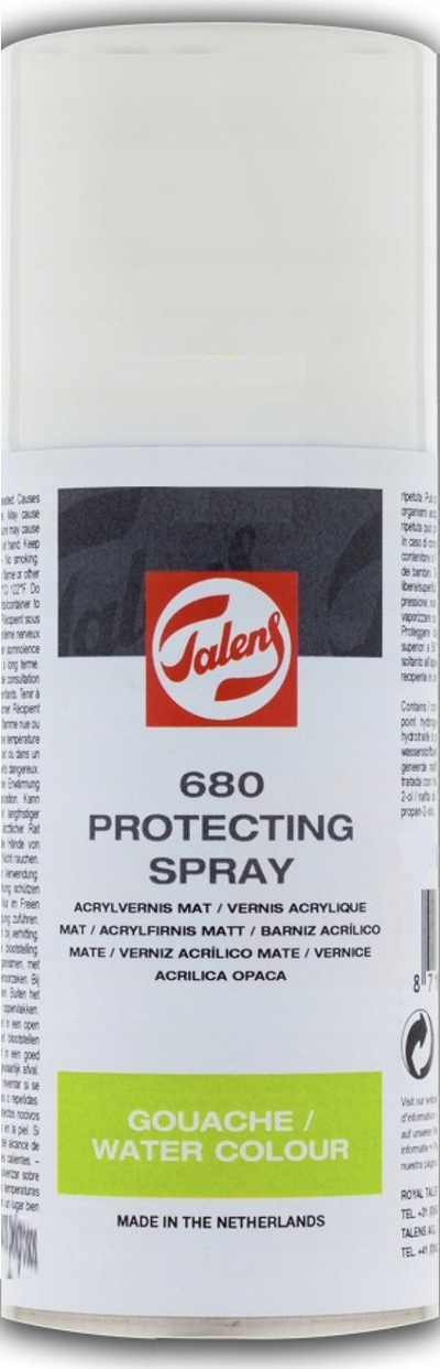 Spray mbrojtës Talens 680 për akuarel dhe guaç, 150 ml, i bardhë
