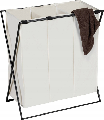 Shportë rrobash Wenko Laundry Collector Trio XL, 145L, me tre ndarje, bezhë