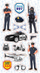 Stickerë Police Officers, set dekorativ, shumëngjyrësh