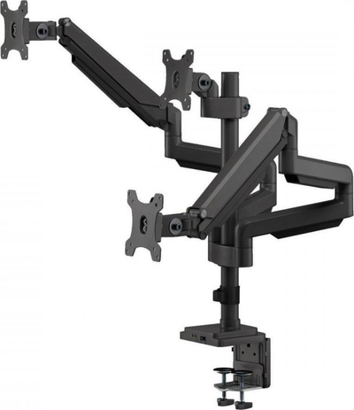 Krah monitori për 3 ekrane 13-32", me gas spring, me USB 3.0, i zi