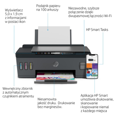 Printer multifunksional HP Smart Tank 515, Inkjet termal, i zi