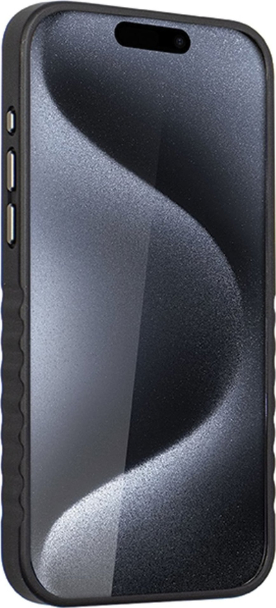 Kapak telefoni Audi Genuine Leather, për iPhone 15 Pro 6.1, me MagSafe, i zi me t’kuqe