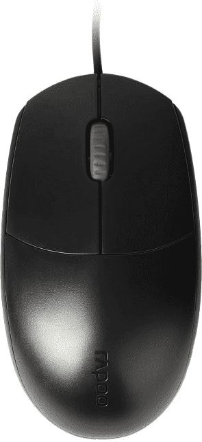 Mouse Rapoo N100, optik 1600 DPI, me kabllo USB, ngjyrë e zezë