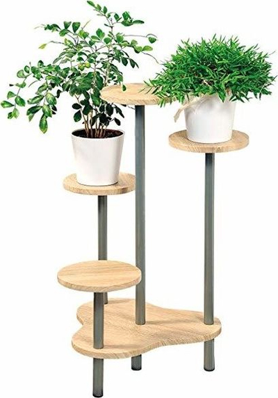 Stojkë lulesh Kesper, 4 rafte, MDF dhe metal, sonoma oak