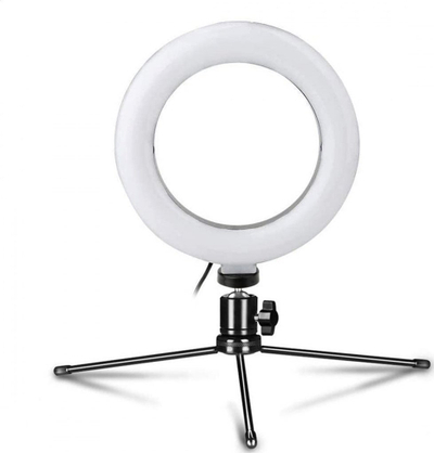 Lampë unazore Platinet Ring Lamp 6", me tripod, e bardhë