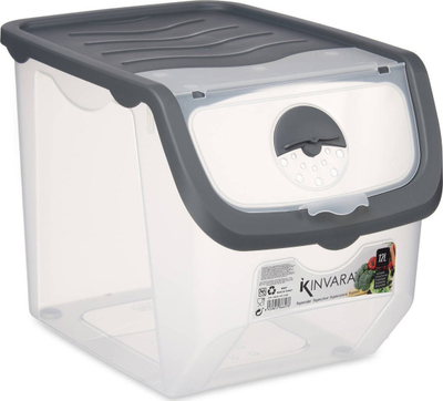 Shportë plastike për perime, 12L, e tejdukshme, gri anthracite