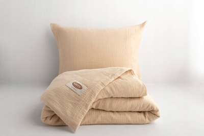 Set mbulesash Muslin Bedding, 220x200 cm, muslin pambuku, bezhë