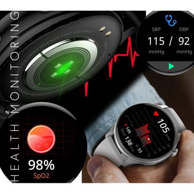 Ora inteligjente DMSKE Rubicon RNCF10, 2 copë, ekran 1.43\" AMOLED, Bluetooth Call, rozë dhe e zezë