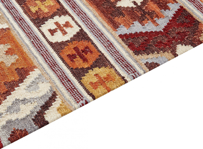 Tapet leshi AYGAVAN Wool Kilim, 80 x 150 cm, me motive etnike, shumëngjyrësh