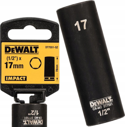 Çelës goditës DeWALT DT7551-QZ, 17mm, 1/2", gjatësi 78mm