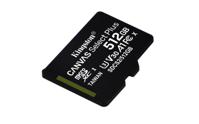 Kartë e memories Kingston Canvas Select Plus, SDXC, 512 GB, Class 10 + përshtatës SD