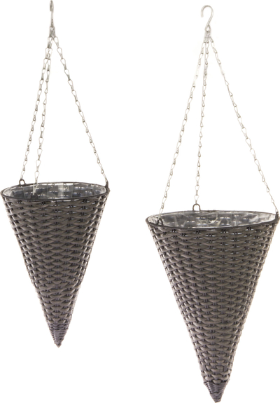 Shportë varëse 4Living Onyx Cone, poli ratan, 25-30cm, gri