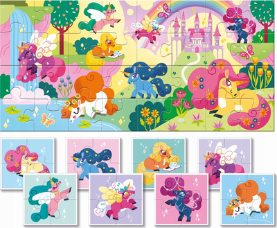 Puzzle për kalamoj Ludattica Baby Puzzle Unicorns, 32 copa, 2+, shumëngjyrësh