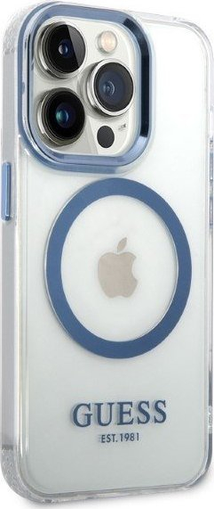 Kapak telefoni Guess GUHMP14LHTRMB, për iPhone 14 Pro, MagSafe, blu