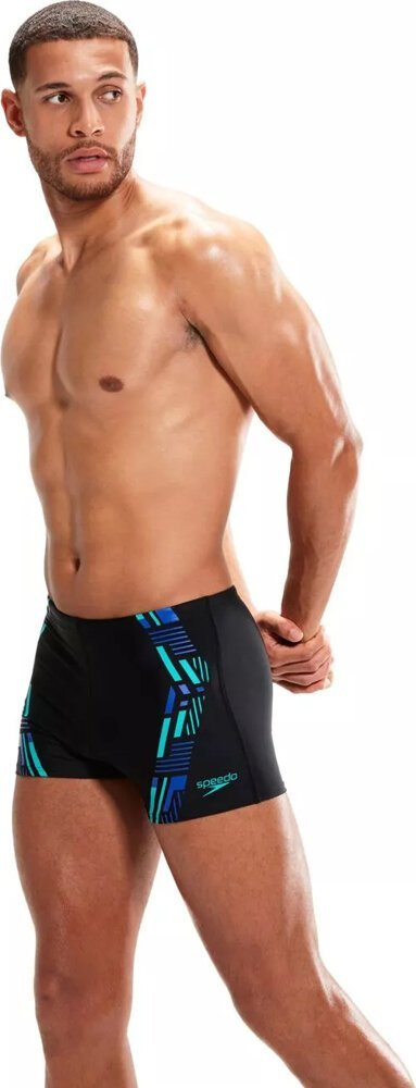Rroba banje për burra Speedo Tech Print Aquashorts, ECO EnduraFlex, të zeza me blu