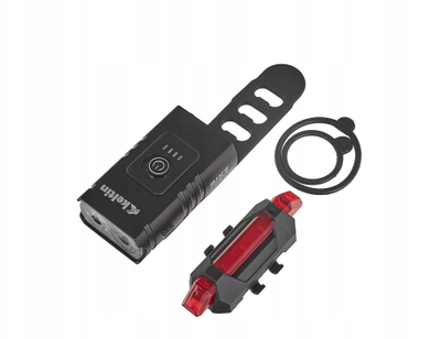Dritë biçiklete Waterproof K02313, set përpara 800lm 900mAh dhe mbrapa 120lm 120mAh, karikim me USB