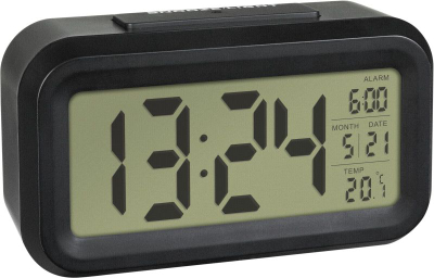 Orë dixhitale me alarm TFA Lumio, e zezë