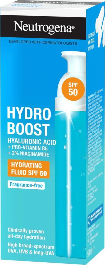 Krem fytyre Neutrogena Hydro Boost Hydrating Fluid SPF 50, 50ml, për lagështim