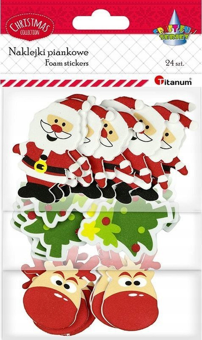 Ngjitëse dekorative prej shkumë Titanum Foam Stickers, set me 24 copë, me figura festive shumëngjyrëshe
