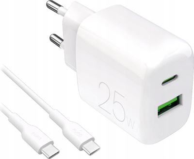 Karikues muri Puro PROLITE, 25W, USB A dhe USB C, i bardhë