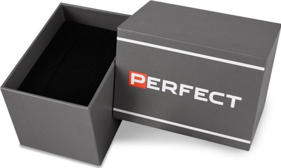 Ore për burra Perfect Chronograph PF00271, quartz, 44mm, rrip lëkure i zi
