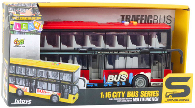 Autobus lodër City Bus Double Decker, shkallë 1:16, drita dhe zë, i kuq