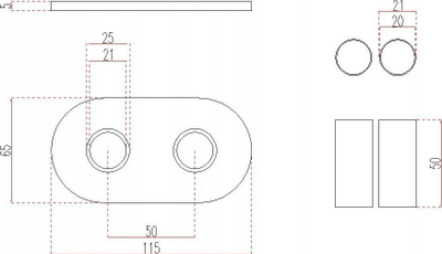 Set mbulues për radiator Vario Term Concealing, rozetë dyshe 3/4" CU, grafit struktural
