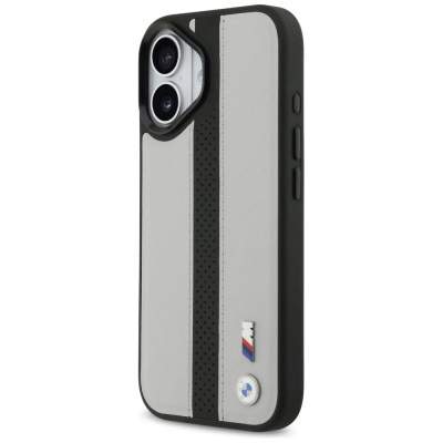 Këllëf telefoni BMW M Perforated Stripe MagSafe për iPhone 17, eko lëkurë, përputhet me MagSafe, gri