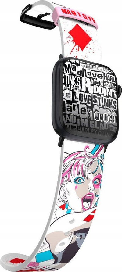 Rrip smartwatch DC Harley Quinn Manga Mad Love, silikon, 22mm, i bardhë me figura shumëngjyrëshe