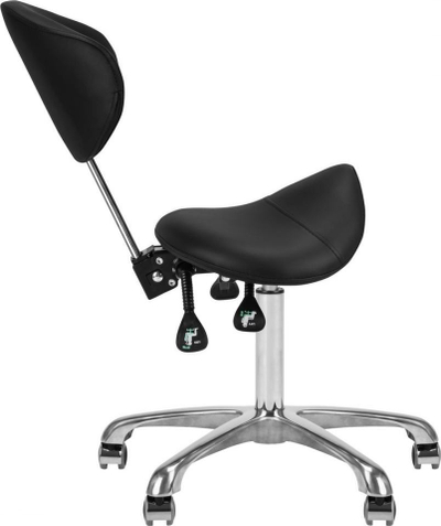 Козметички стол Giovanni Cosmetic Stool 1004, ергономско седло, со тркала, црн