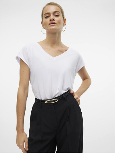 Maicë për femra Vero Moda Vmfilli SS Vneck GA NOOS, e bardhë
